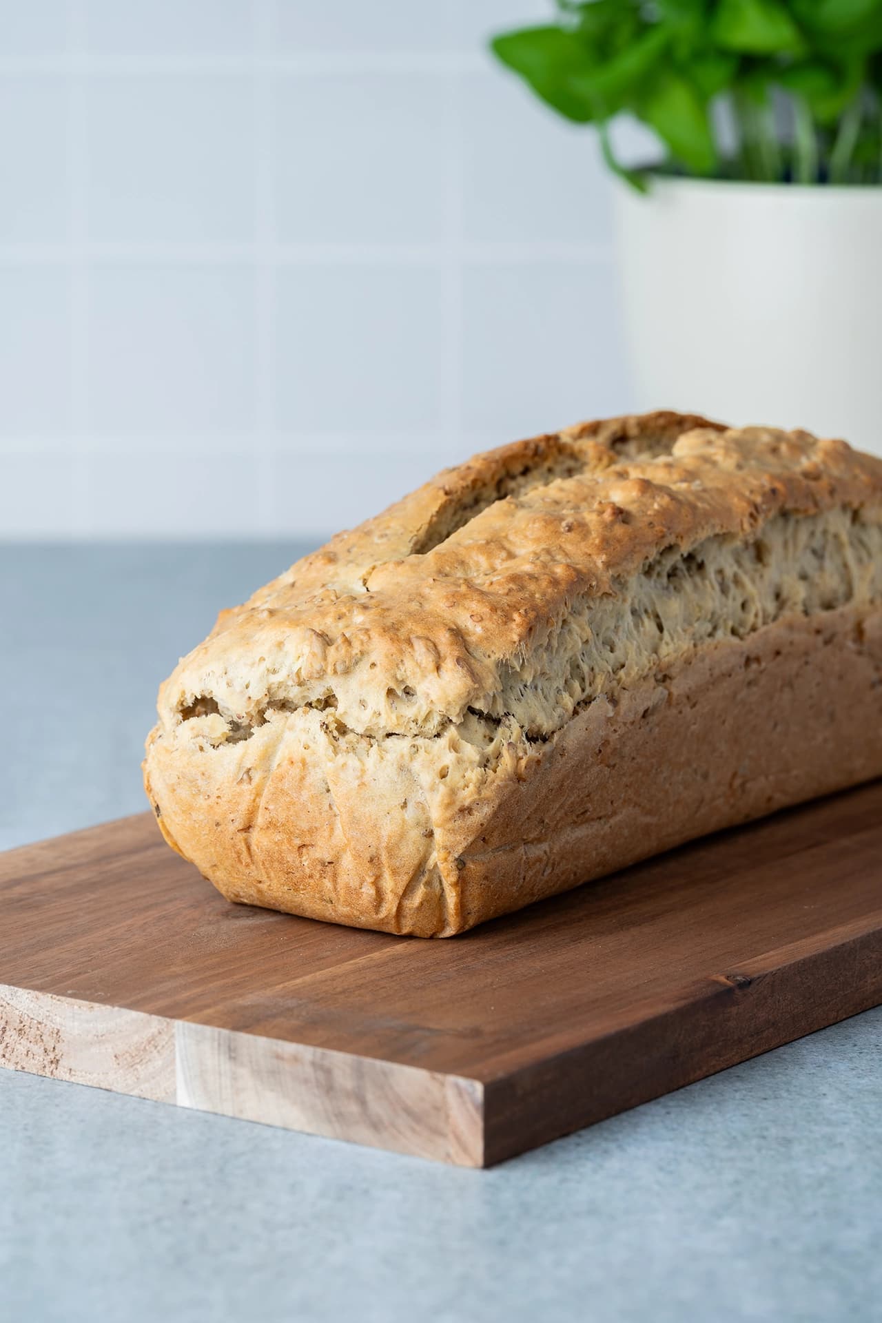 Mediterranes Dinkel-Kastenbrot ohne Hefe (einfach & vegan)